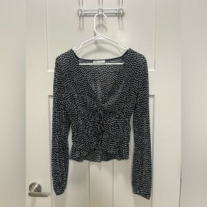 Zara Black & White Polka Dot Blouse